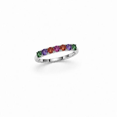 Anel Meia Aliança Colorida 3.5mm Banhado em Ródio Tam:18
