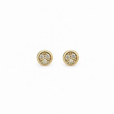 Brinco Pavê Minimalista 5mm Cravejado Banhado Ouro