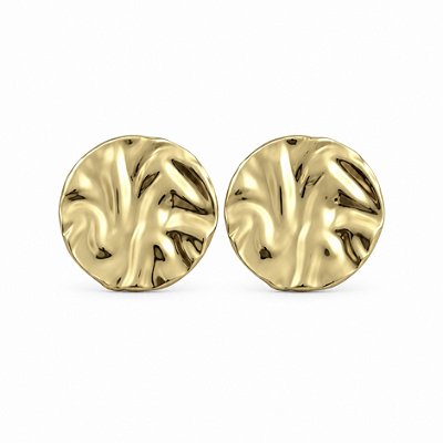 Brinco Botão Redondo Orgânico 20mm Banhado em Ouro