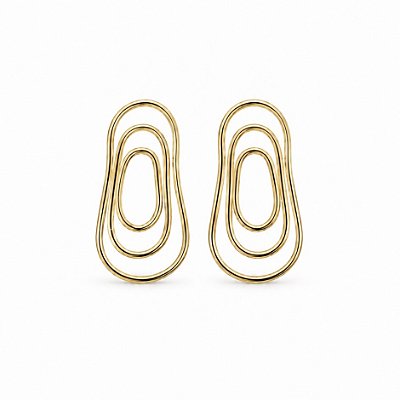 Brinco Minimalista Orgânico Vazado Voltas Banhado Ouro