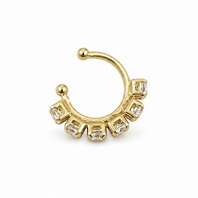 Piercing Fake Cravejado Zircônia 3mm Banhado em Ouro
