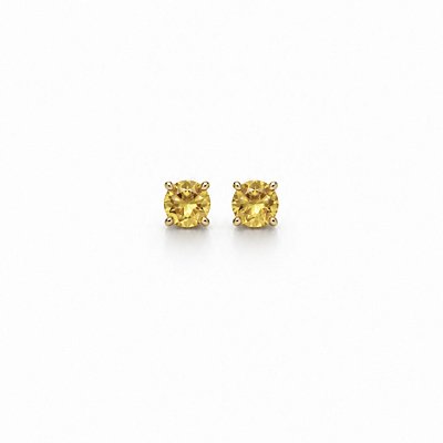 Brinco Citrino Ponto de Luz 6mm Banhado em Ouro