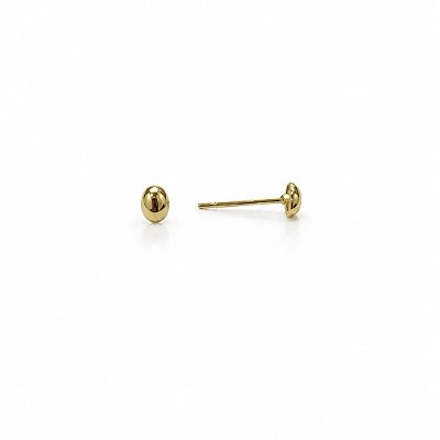 Mini Brinco Minimalista Oval Liso Espelhado Banhado em Ouro