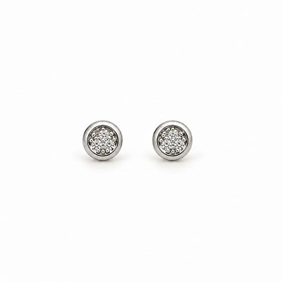 Brinco Pavê Minimalista 5mm Cravejado Banhado Ródio