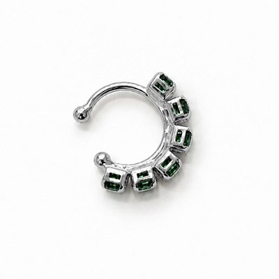 Piercing Fake Esmeralda 3mm Cravada Banhado em Ródio