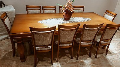 Sala de Jantar 2,20 x 1,10 - (10 Cadeiras) - Móveis de Gramado