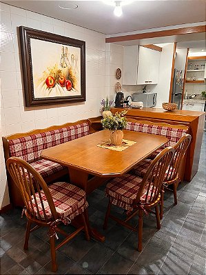 Conjunto Banco De Canto Alemão 1,70 x 1,70 (03 Cadeiras) (Mesa 1,40 x 1,30) - Móveis de Gramado