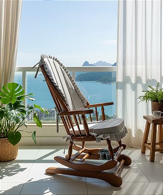 Cadeira De Balanço Linus Cinza 1,18/40 X 64 X 50 - Móveis De Gramado