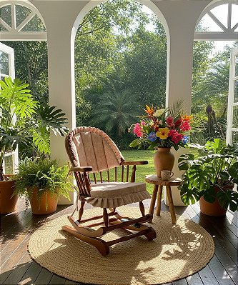 Cadeira de Balanço Elefante Bege 90/40 x 60 x 50 - Moveis De Gramado