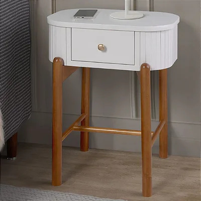 Mesa de Cabeceira Aurora 1 Gaveta 73 x 50 x 43 - ( 02 Unidades ) - Móveis 3D