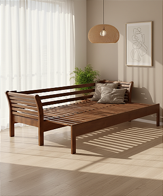 Sofá Cama de Madeira Maciça - Móveis de Gramado