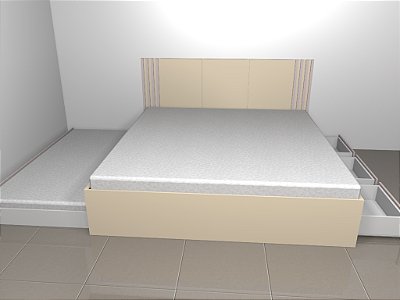 Cama de Madeira Maciça Com 03 Gavetas e Bicama - Móveis de Gramado