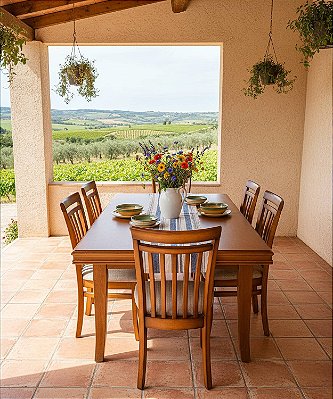 Sala de Jantar Alpes Mesa Retangular - Madeira Maciça - Móveis de Gramado