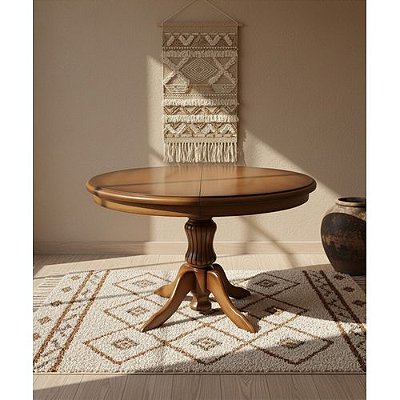 Mesa Redonda Elástica Farroupilha (1,40 x 1,40 +40cm Elástica) - Madeira Maciça - Móveis de Gramado
