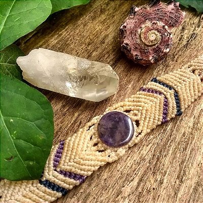 Pulseira Tornozeleira em macramê com pedra