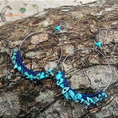 Brinco argola cristal turquesa