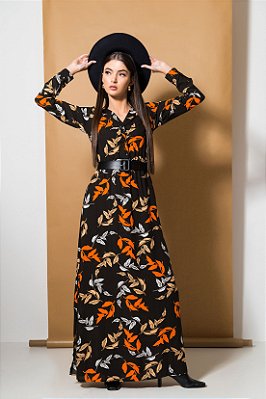 Vestido longo estampado feminino
