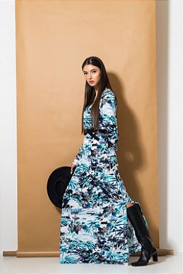 Vestido longo estampado feminino