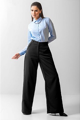 Calça pantalona de Oxford feminina