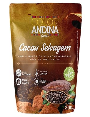 CACAU SELVAGEM 200g 100% PURO (COLOR ANDINA)