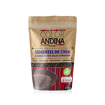 SEMENTE DE CHIA 150g SEM GLÚTEN RICA EM ÔMEGA 3 (COLOR ANDINA)