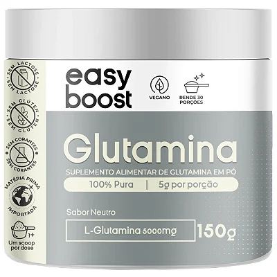 Glutamina 100%Pura com 30 porções de 5g (Easy boost)
