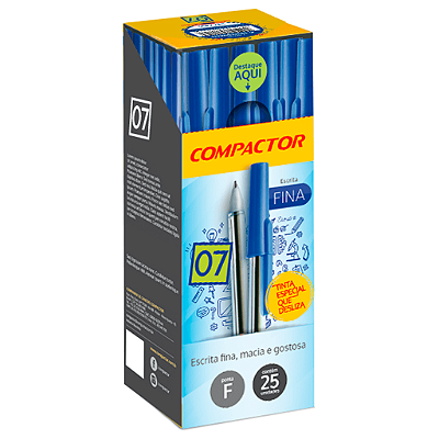 Caneta Compactor 07. AZUL Caixa c/ 25 unidades