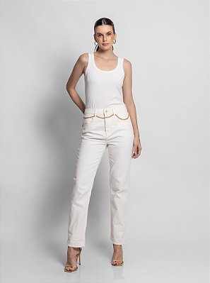 Calça Michele de Sarja Off White
