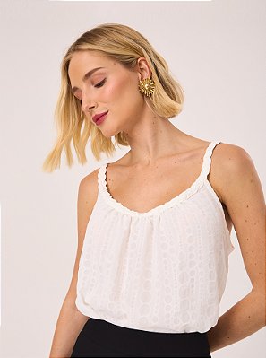 Blusa Karen Voil Devorê com Trança Off White