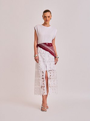 Coordenado Eliete Saia Guipir Branco