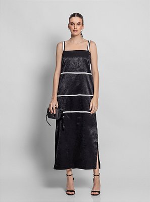 Vestido Darlene Crepe Acetinado Fit Vivo Preto