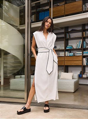 Vestido Francieli Midi Alfaiataria Off White