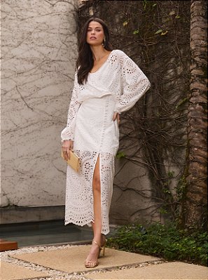 Saia Lais Midi Laise Off White