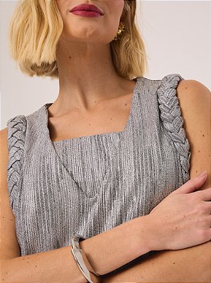 Vestido Angelica Malha Metalizado Prata