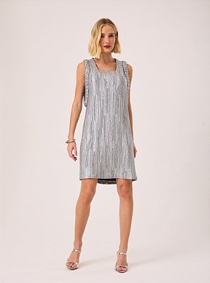 Vestido Angelica Malha Metalizado Prata