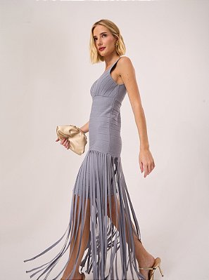 Vestido Rayza Tricot Bandage Prata