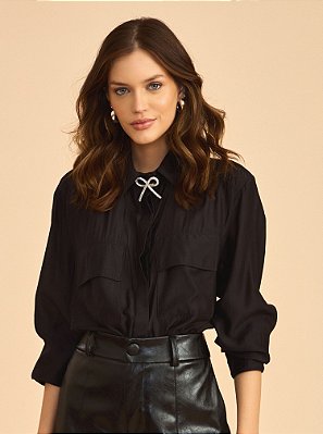 Camisa Helena Recortes Gazar Preta