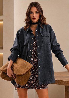 Camisa Jeans Aylla Ampla Azul