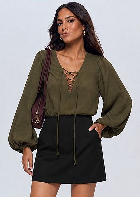 Blusa Quésia Crepe Marroquina Verde