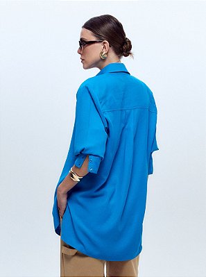 Camisa Aline Crepe Azul