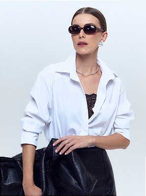 Camisa Sara Over Tricoline Branca