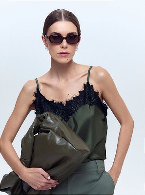 Regata Thaisa Acetinada Verde Militar
