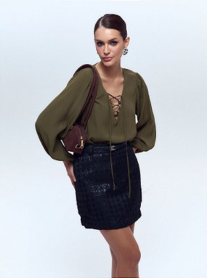 Saia Larissa Jacquard Preta