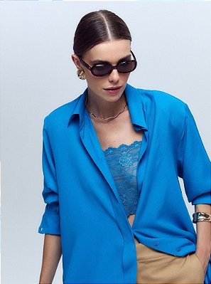 Top Camilla Renda Azul