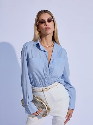 Camisa Jaqueline Tricoline Azul