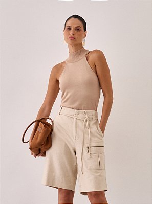 Bermuda Cecília Linen Crua