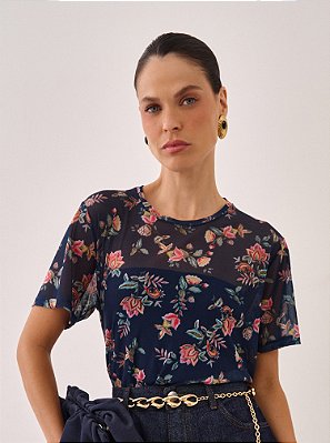 Blusa Larissa Tule Estampada Liberty