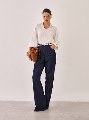 Calça Jeans Leonora Reta Amaciada Azul