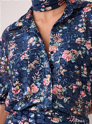 Camisa Monique Maxi Devorê Estampada Liberty