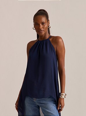 Blusa Valentina Chiffon Marinho